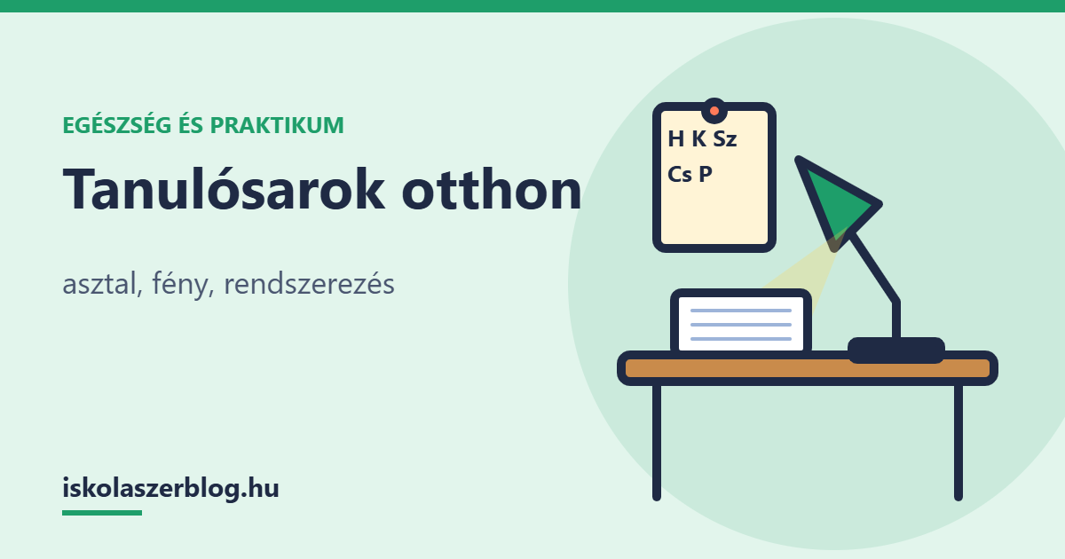 Tanulósarok otthon: asztal, fény, rendszerezés